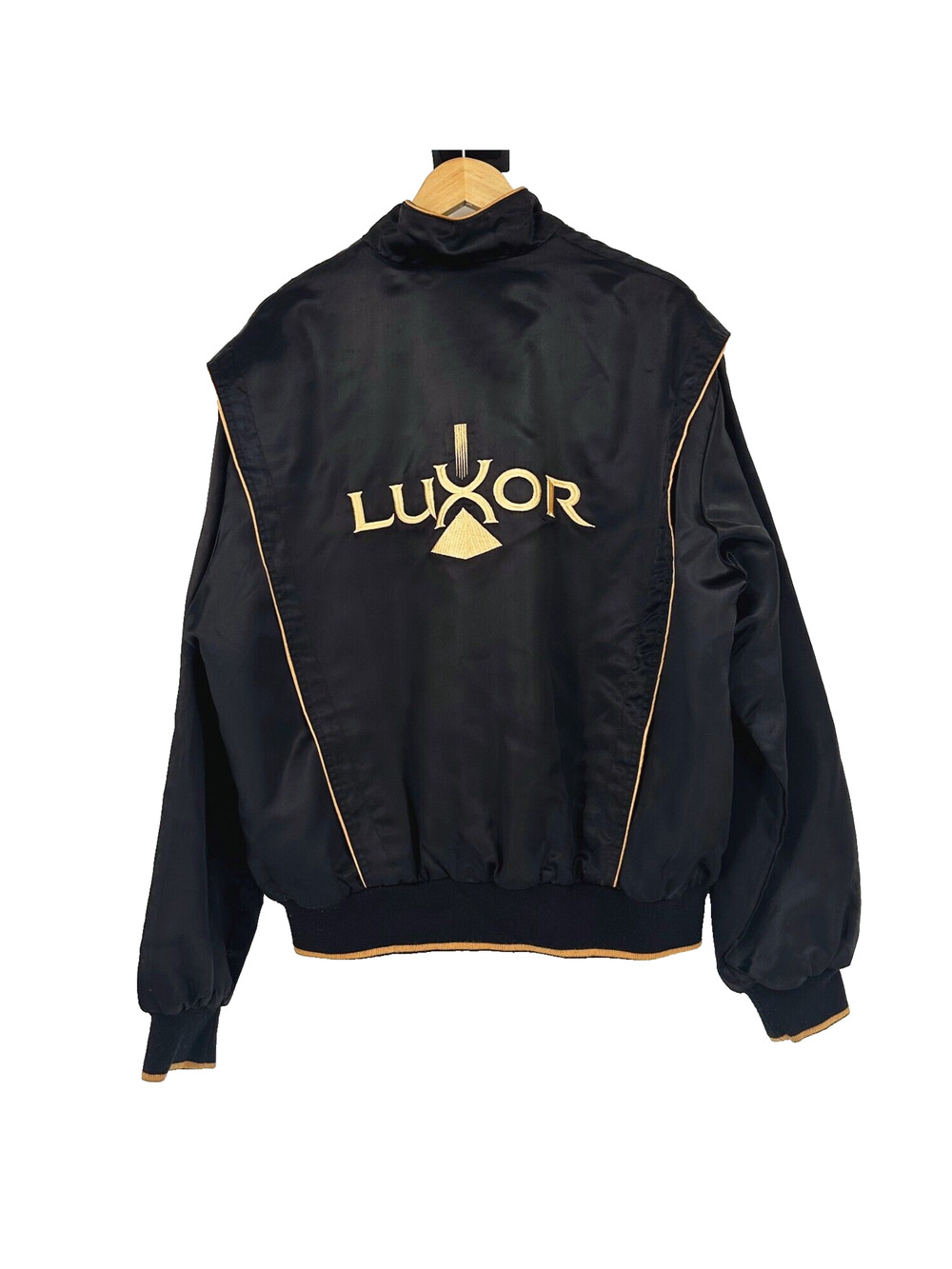 VTG M.A.P 80s Satin Bomber Luxor Las Vegas XL Jacket Zip Made In USA Embroidered